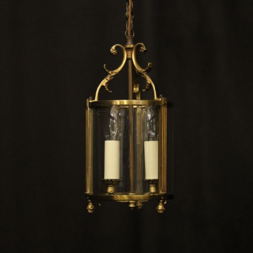 FRENCH PAIR OF GILDED TWIN LIGHT CONVEX HALL LANTERNS - ADDITIONAL PHOTO 1