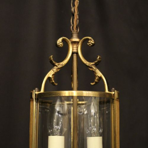 FRENCH PAIR OF GILDED TWIN LIGHT CONVEX HALL LANTERNS - ADDITIONAL PHOTO 2