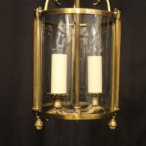 FRENCH PAIR OF GILDED TWIN LIGHT CONVEX HALL LANTERNS - ADDITIONAL PHOTO 3