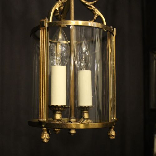 FRENCH PAIR OF GILDED TWIN LIGHT CONVEX HALL LANTERNS - ADDITIONAL PHOTO 7