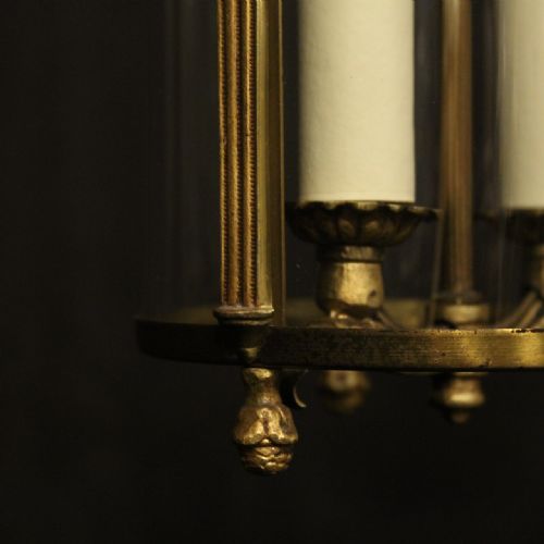 FRENCH PAIR OF GILDED TWIN LIGHT CONVEX HALL LANTERNS - ADDITIONAL PHOTO 8