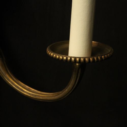 FRENCH PAIR OF GILDED BRONZE TWIN ARM ANTIQUE WALL LIGHTS - ADDITIONAL PHOTO 7