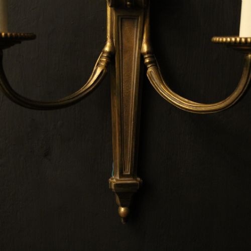 FRENCH PAIR OF GILDED BRONZE TWIN ARM ANTIQUE WALL LIGHTS - ADDITIONAL PHOTO 8