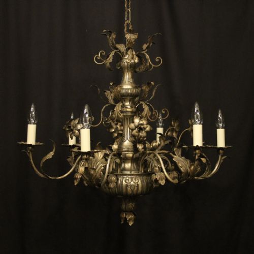 italian genoa 6 light antique chandelier - CATEGORY: ANTIQUE LIGHTING - DATED 1920