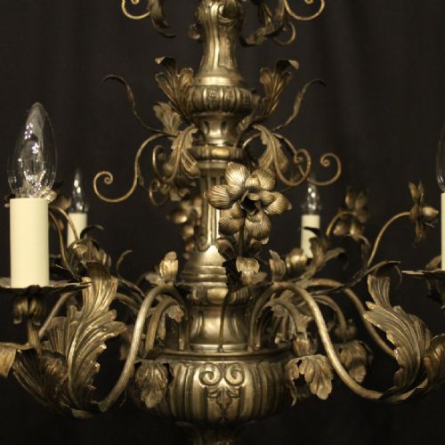 ITALIAN GENOA 6 LIGHT ANTIQUE CHANDELIER - ADDITIONAL PHOTO 3
