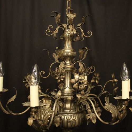 ITALIAN GENOA 6 LIGHT ANTIQUE CHANDELIER - ADDITIONAL PHOTO 5