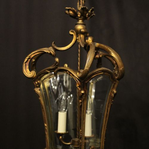 FRENCH GILDED BRONZE ANTIQUE HALL LANTERN - ADDITIONAL PHOTO 1