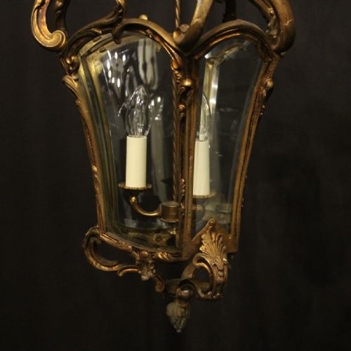 FRENCH GILDED BRONZE ANTIQUE HALL LANTERN - ADDITIONAL PHOTO 2