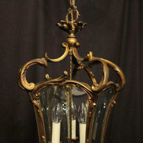 FRENCH GILDED BRONZE ANTIQUE HALL LANTERN - ADDITIONAL PHOTO 3