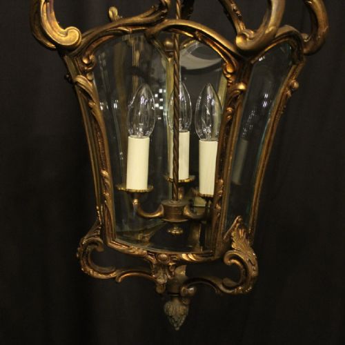 FRENCH GILDED BRONZE ANTIQUE HALL LANTERN - ADDITIONAL PHOTO 5
