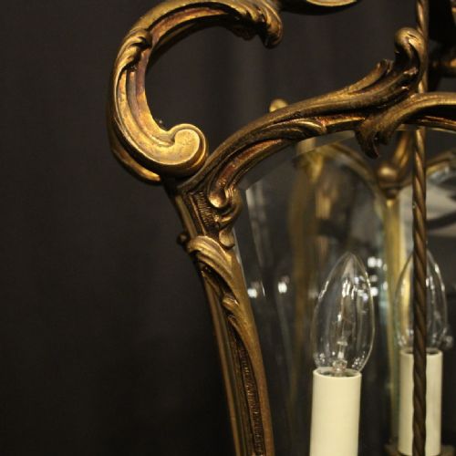 FRENCH GILDED BRONZE ANTIQUE HALL LANTERN - ADDITIONAL PHOTO 6