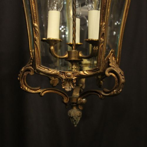 FRENCH GILDED BRONZE ANTIQUE HALL LANTERN - ADDITIONAL PHOTO 7