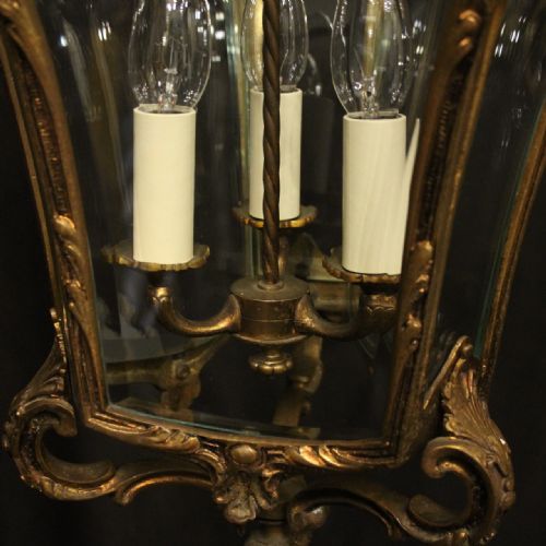 FRENCH GILDED BRONZE ANTIQUE HALL LANTERN - ADDITIONAL PHOTO 8