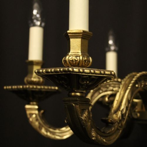 FRENCH GILDED BRONZE 6 LIGHT ANTIQUE CHANDELIER - ADDITIONAL PHOTO 6