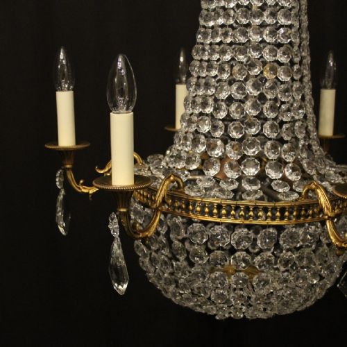 FRENCH GILDED 9 LIGHT TENT WATERFALL CHANDELIER - ADDITIONAL PHOTO 2