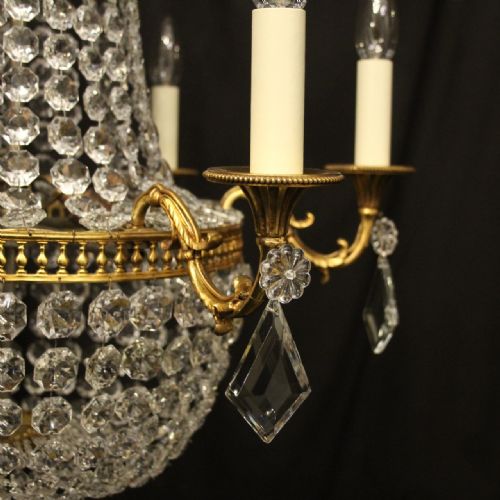 FRENCH GILDED 9 LIGHT TENT WATERFALL CHANDELIER - ADDITIONAL PHOTO 4