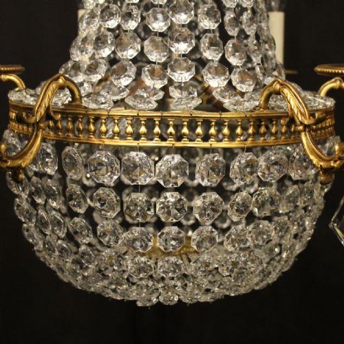 FRENCH GILDED 9 LIGHT TENT WATERFALL CHANDELIER - ADDITIONAL PHOTO 5