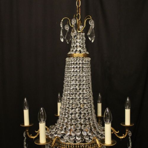 FRENCH GILDED 9 LIGHT TENT WATERFALL CHANDELIER - ADDITIONAL PHOTO 7