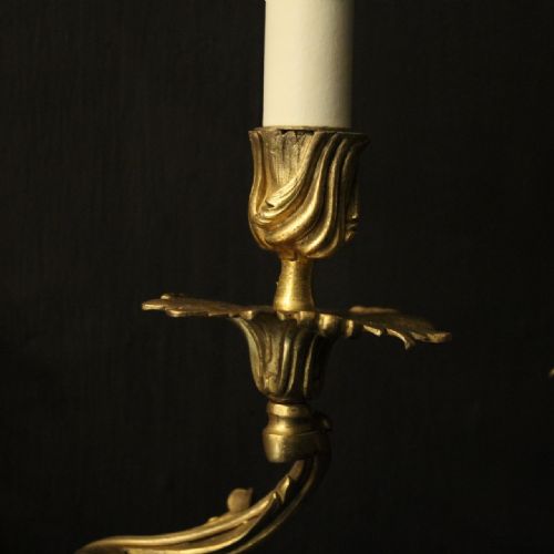 FRENCH PAIR OF BRONZE ANTIQUE WALL SCONCES - ADDITIONAL PHOTO 8