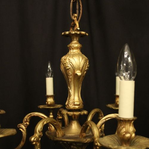 FRENCH GILDED BRONZE 6 LIGHT ANTIQUE CHANDELIER - ADDITIONAL PHOTO 5