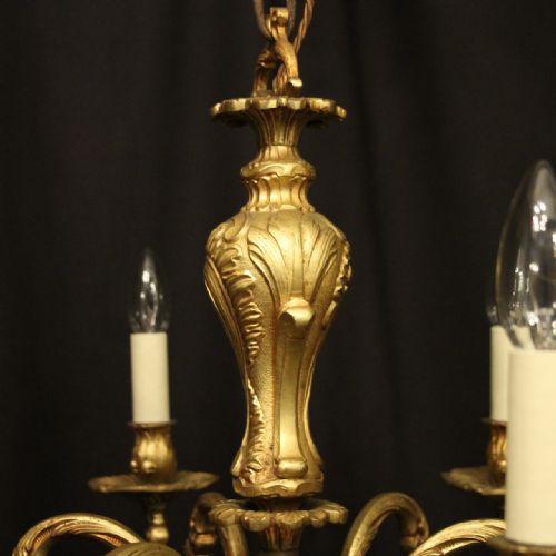FRENCH GILDED BRONZE 6 LIGHT ANTIQUE CHANDELIER - ADDITIONAL PHOTO 7