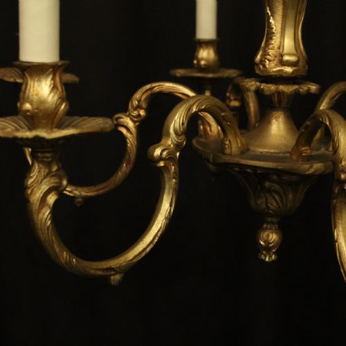 FRENCH GILDED BRONZE 6 LIGHT ANTIQUE CHANDELIER - ADDITIONAL PHOTO 8