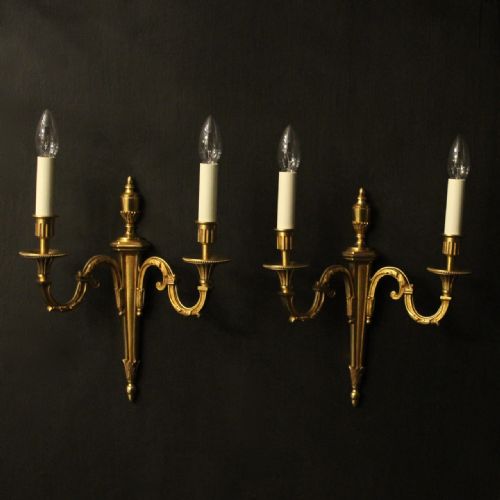 french pair of gilded twin arm wall lights - CATEGORY: ANTIQUE LIGHTING - DATED 1920