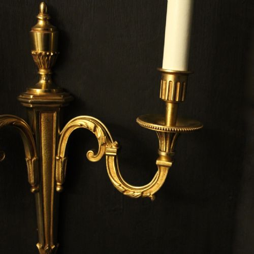 FRENCH PAIR OF GILDED TWIN ARM WALL LIGHTS - ADDITIONAL PHOTO 5