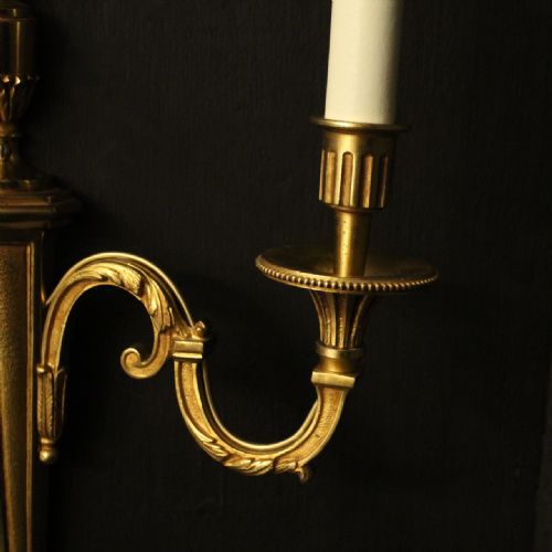 FRENCH PAIR OF GILDED TWIN ARM WALL LIGHTS - ADDITIONAL PHOTO 6