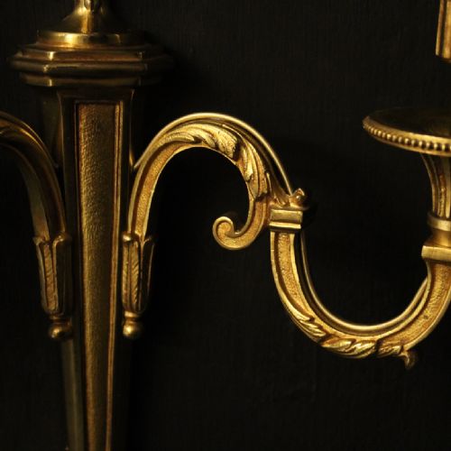 FRENCH PAIR OF GILDED TWIN ARM WALL LIGHTS - ADDITIONAL PHOTO 7