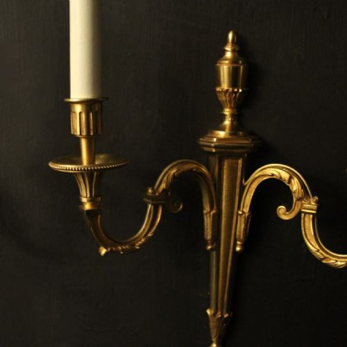 FRENCH PAIR OF GILDED TWIN ARM WALL LIGHTS - ADDITIONAL PHOTO 8