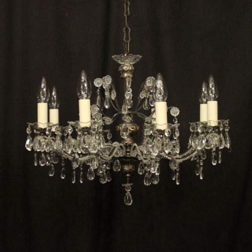 italian genoa crystal 8 light antique chandelier - CATEGORY: ANTIQUE LIGHTING - DATED 1920