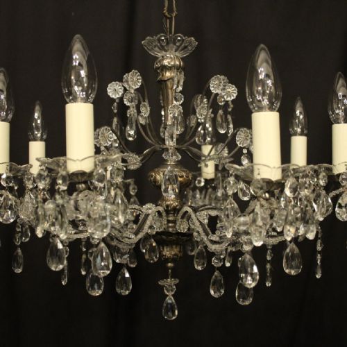ITALIAN GENOA CRYSTAL 8 LIGHT ANTIQUE CHANDELIER - ADDITIONAL PHOTO 4