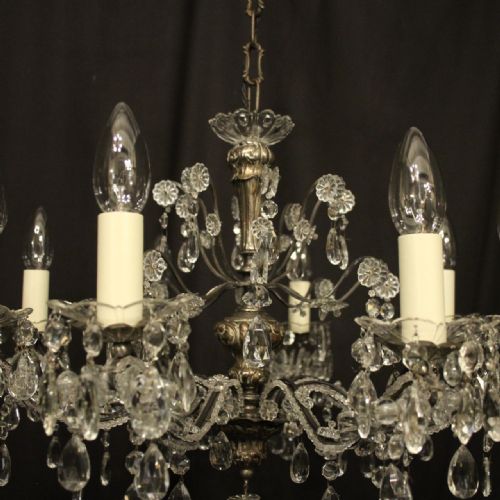 ITALIAN GENOA CRYSTAL 8 LIGHT ANTIQUE CHANDELIER - ADDITIONAL PHOTO 5