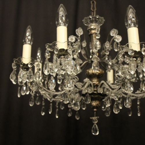 ITALIAN GENOA CRYSTAL 8 LIGHT ANTIQUE CHANDELIER - ADDITIONAL PHOTO 6