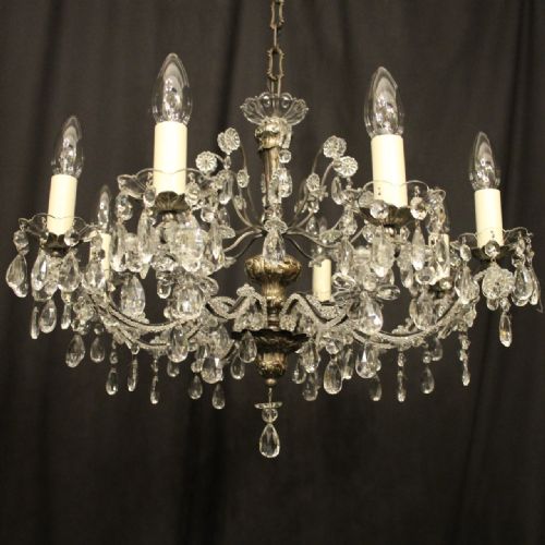 ITALIAN GENOA CRYSTAL 8 LIGHT ANTIQUE CHANDELIER - ADDITIONAL PHOTO 7