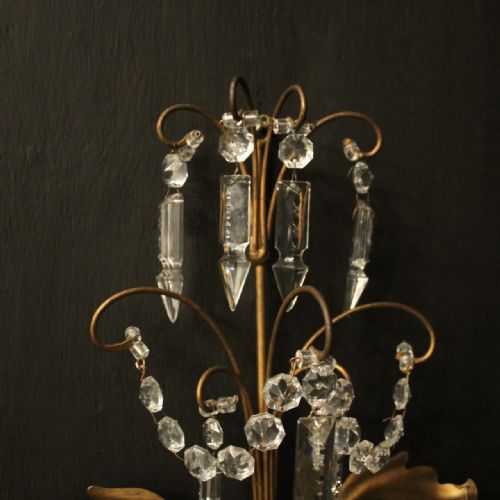 FRENCH PAIR OF GILDED TRIPLE ARM WALL LIGHTS - ADDITIONAL PHOTO 6