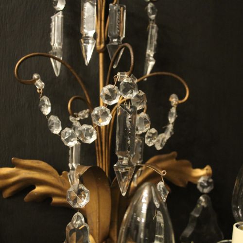 FRENCH PAIR OF GILDED TRIPLE ARM WALL LIGHTS - ADDITIONAL PHOTO 8