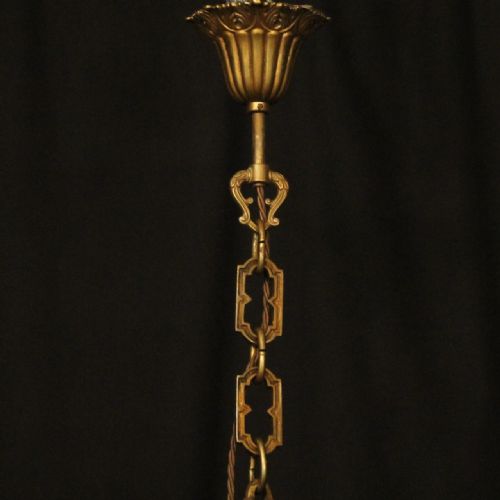 FRENCH GILDED BRONZE 19TH CENTURY 6 LIGHT ANTIQUE CHANDELIER - ADDITIONAL PHOTO 9