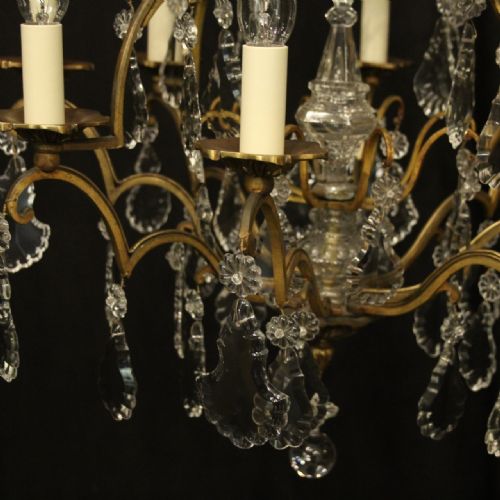 FRENCH GILDED 8 LIGHT CRYSTAL ANTIQUE CHANDELIER - ADDITIONAL PHOTO 1