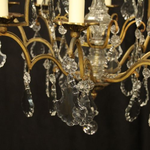 FRENCH GILDED 8 LIGHT CRYSTAL ANTIQUE CHANDELIER - ADDITIONAL PHOTO 3