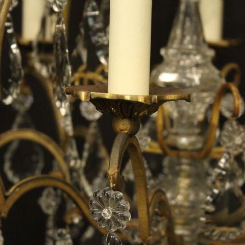 FRENCH GILDED 8 LIGHT CRYSTAL ANTIQUE CHANDELIER - ADDITIONAL PHOTO 4