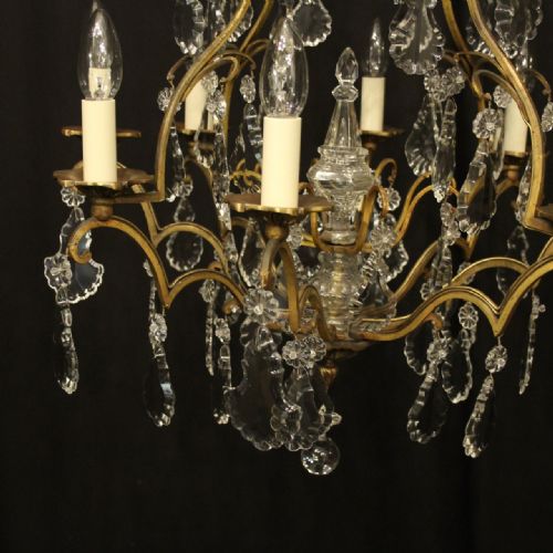 FRENCH GILDED 8 LIGHT CRYSTAL ANTIQUE CHANDELIER - ADDITIONAL PHOTO 7