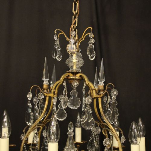 FRENCH GILDED 8 LIGHT CRYSTAL ANTIQUE CHANDELIER - ADDITIONAL PHOTO 8