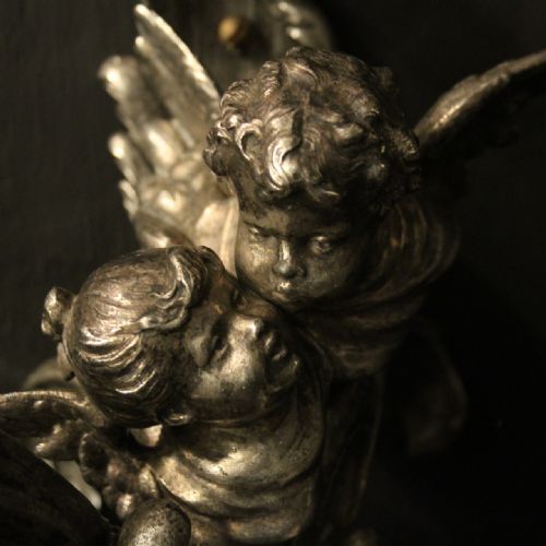 FRENCH SILVER GILDED CHERUB ANTIQUE WALL SCONCES - ADDITIONAL PHOTO 8
