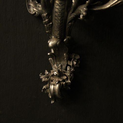 FRENCH SILVER GILDED CHERUB ANTIQUE WALL SCONCES - ADDITIONAL PHOTO 9