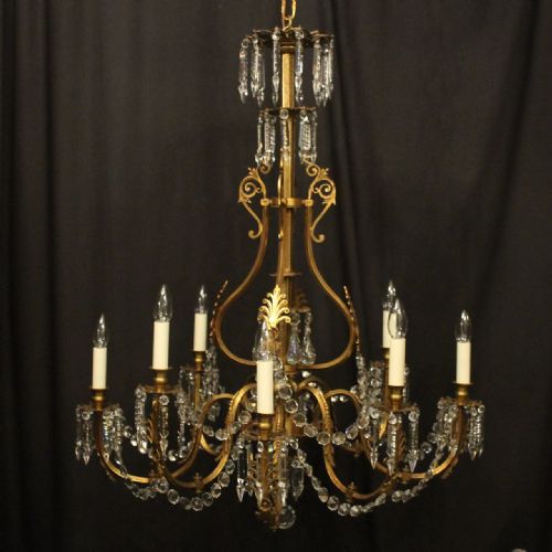 french gilded bronze 8 light antique gasolier - CATEGORY: ANTIQUE LIGHTING - DATED 19TH CENTURY