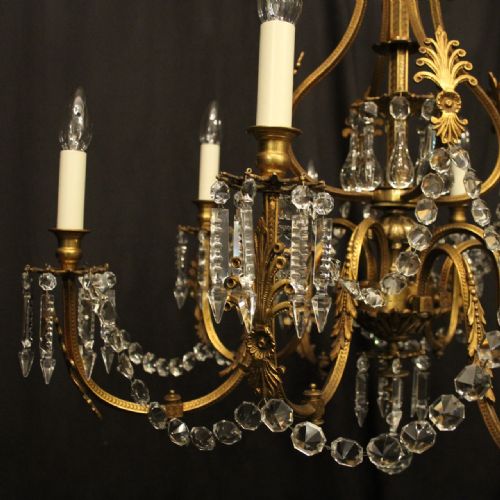 FRENCH GILDED BRONZE 8 LIGHT ANTIQUE GASOLIER - ADDITIONAL PHOTO 1