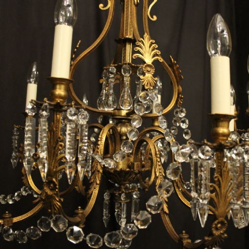 FRENCH GILDED BRONZE 8 LIGHT ANTIQUE GASOLIER - ADDITIONAL PHOTO 2