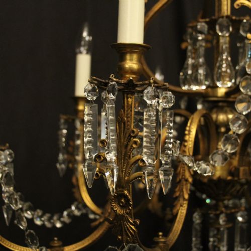 FRENCH GILDED BRONZE 8 LIGHT ANTIQUE GASOLIER - ADDITIONAL PHOTO 6